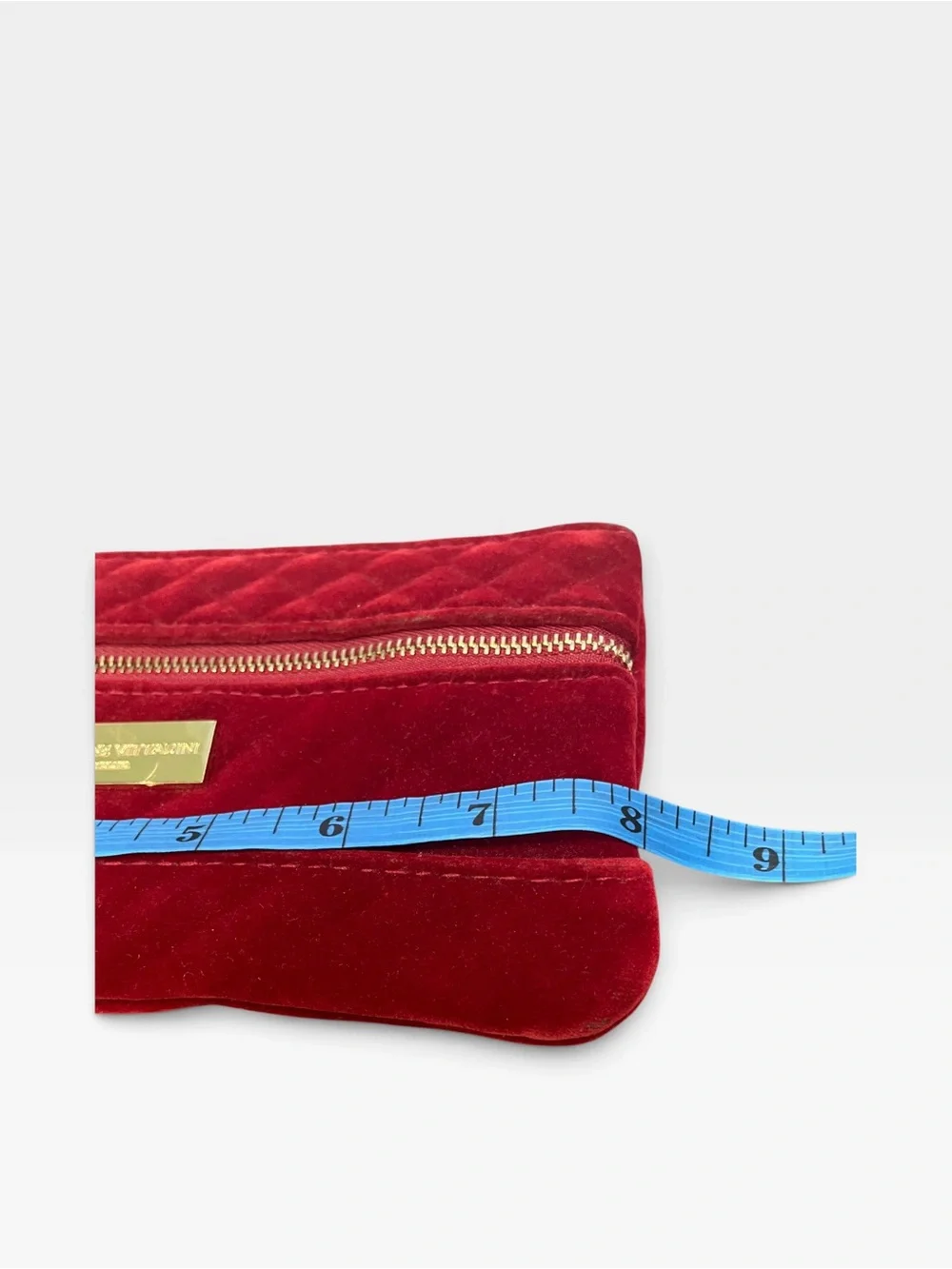 Adrienne Vittadini Red Suede Wristlet Clutch with Gold Hardware